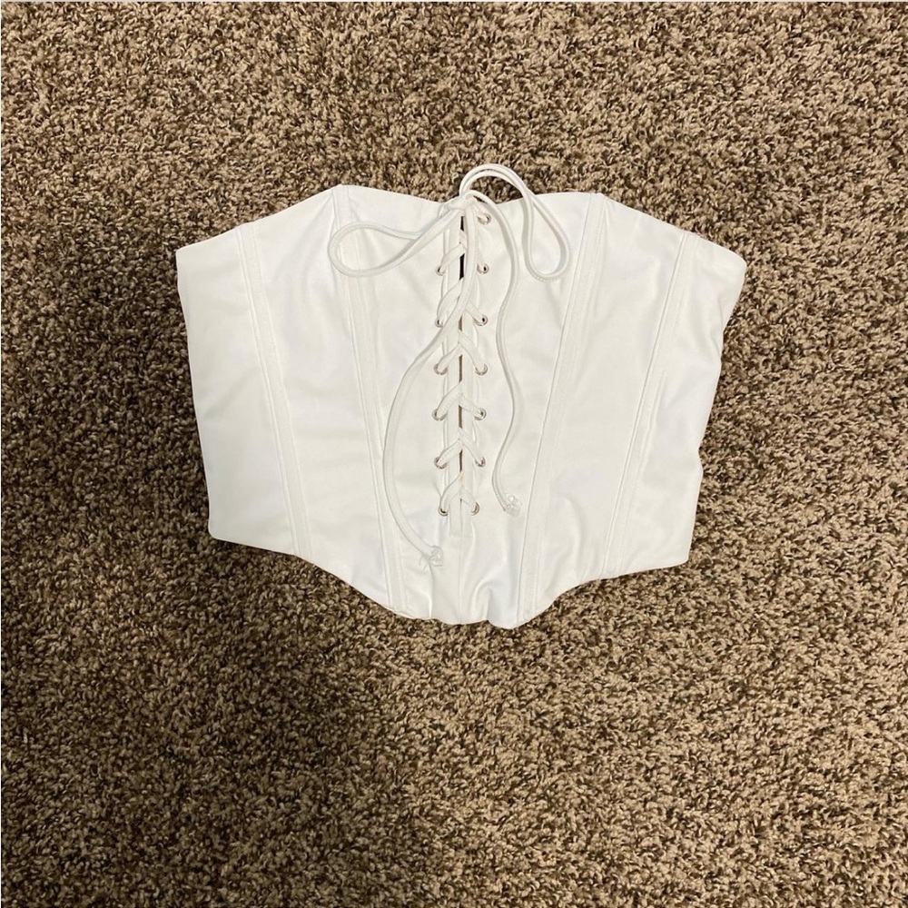 Edikted white tie corset top